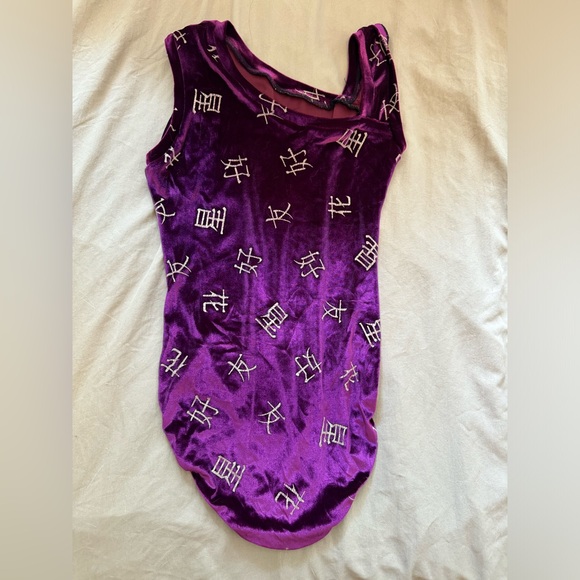 purple velour gymnastics leotard - Picture 3 of 9
